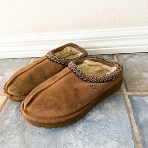 UGG Tasman Slippers Chestnut Tan Brown Suede Womens Size 8 Shearling